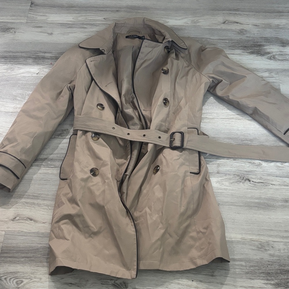 Lauren Ralph Lauren Repellent Cotton Blend Belted Trench Coat - Picture 3 of 4